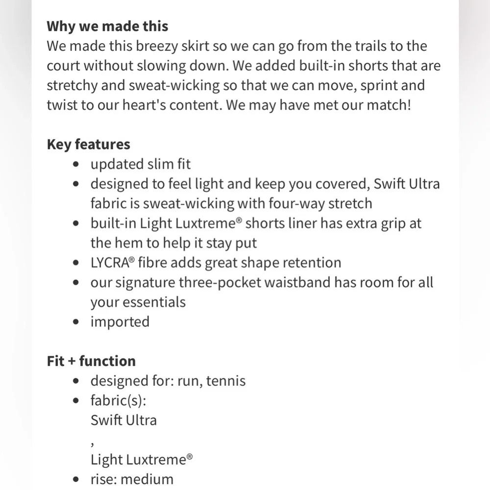 🖤LULULEMON PACE RIVAL SKIRT/SKORT*TALL-BIGGIE SO FLY BUTTERFLY PIZZAZ/BLACK-8🖤 - Picture 14 of 15